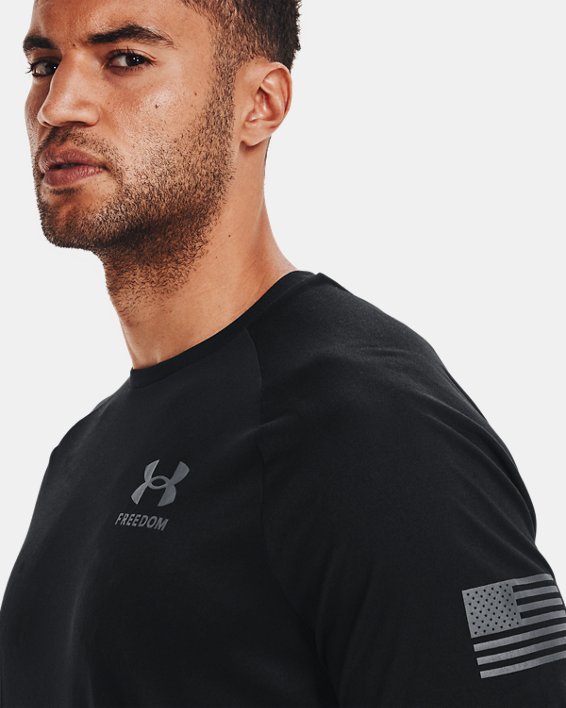 Men's UA Tech™ Freedom Short Sleeve T-Shirt, Black, pdpMainDesktop image number 3